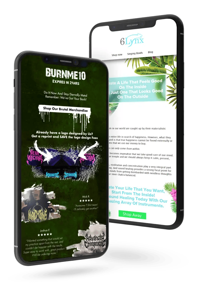 Email design mockup for ecommerce brand on mobile phone