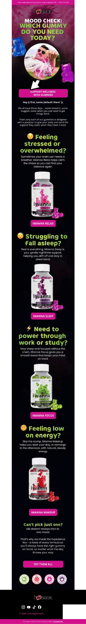 iWanna Gummies email campaign design