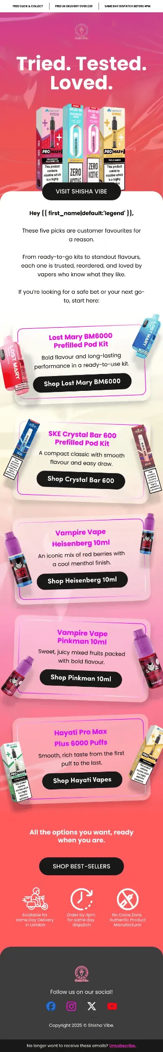 Shisha Vibe email campaign design