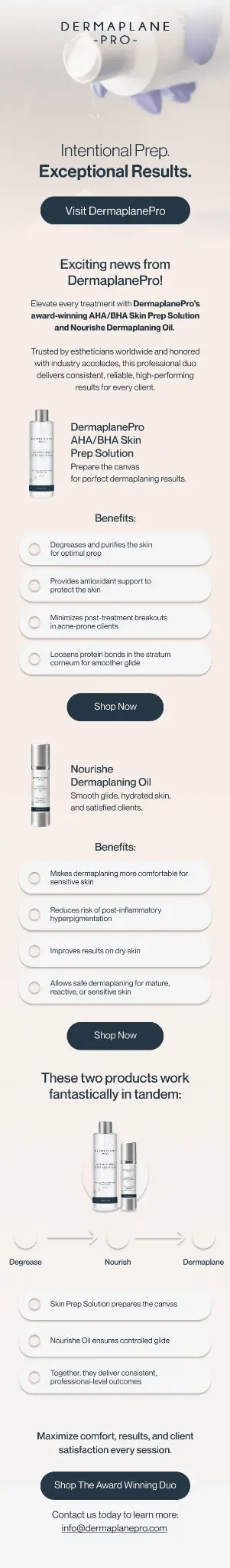 Dermaplane Pro email marketing design